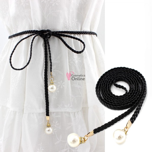 Snur pentru brau din piele impletita Luxury BLT029CC - Neagra HandMade